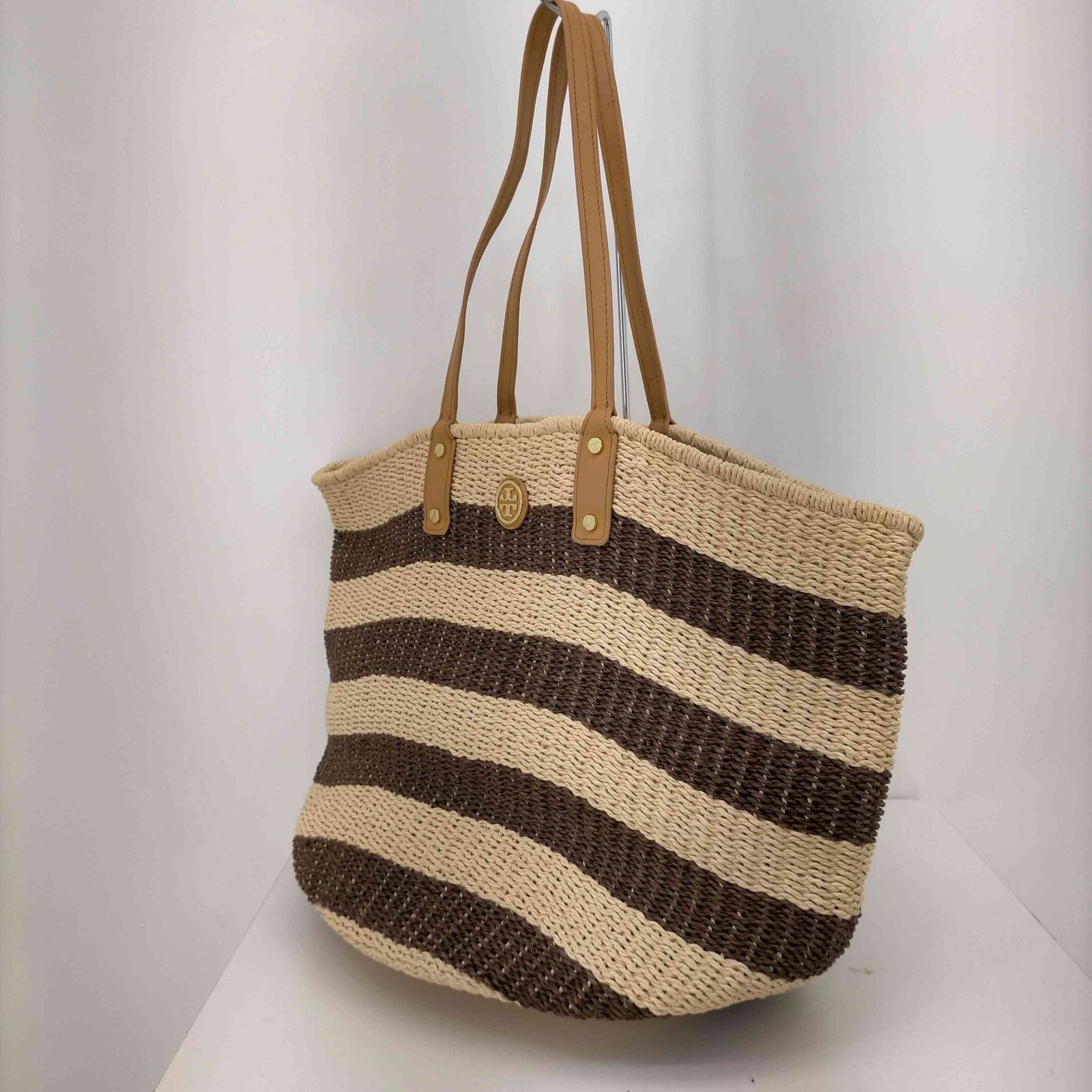 トリーバーチ TORY BURCH ボーダーストロートートバッグ ストロー 