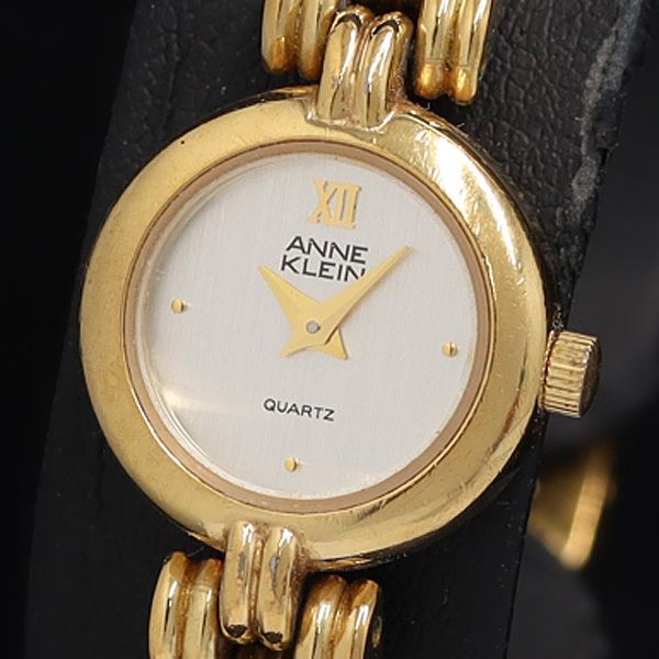 稼働】ANNE KLEIN クオーツ ラウンド ホワイト レディース 稼動