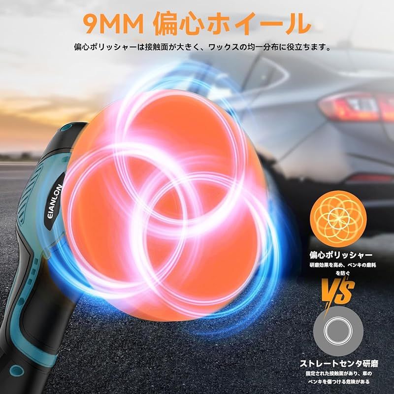 バッテリー 2個付 ポリッシャー 車 2.0AH 電動ポリッシャー 充電式