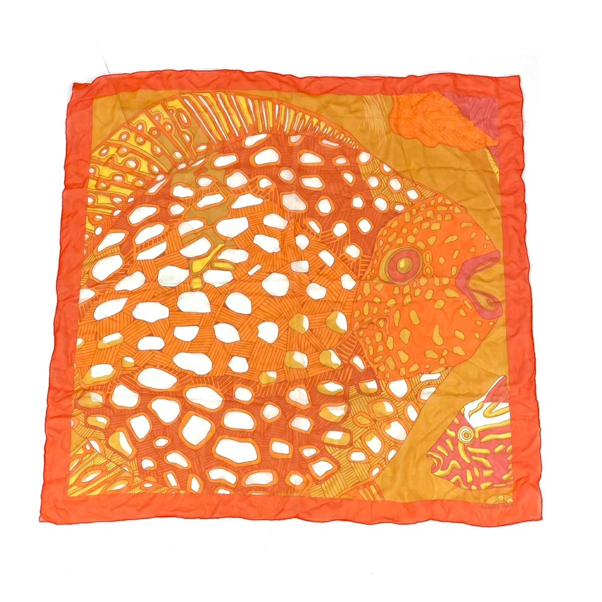 HERMES エルメス スカーフ/カレ90 深海/魚/GRANDS FONDS/シルク