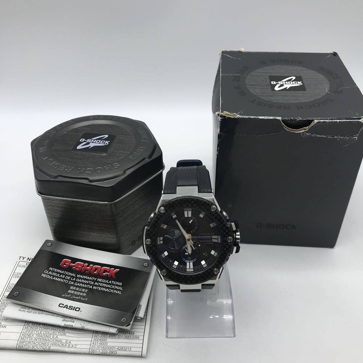 CASIO カシオ G-SHOCK G-ショック GST-B100 デイト クロノグラフ ソーラー腕時計 5513 QZ 黒文字盤 メンズ G-STEEL  - メルカリ