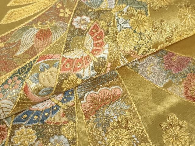 平和屋着物○西陣 長嶋成織物 ながしま帯 六通柄袋帯 瀞金錦