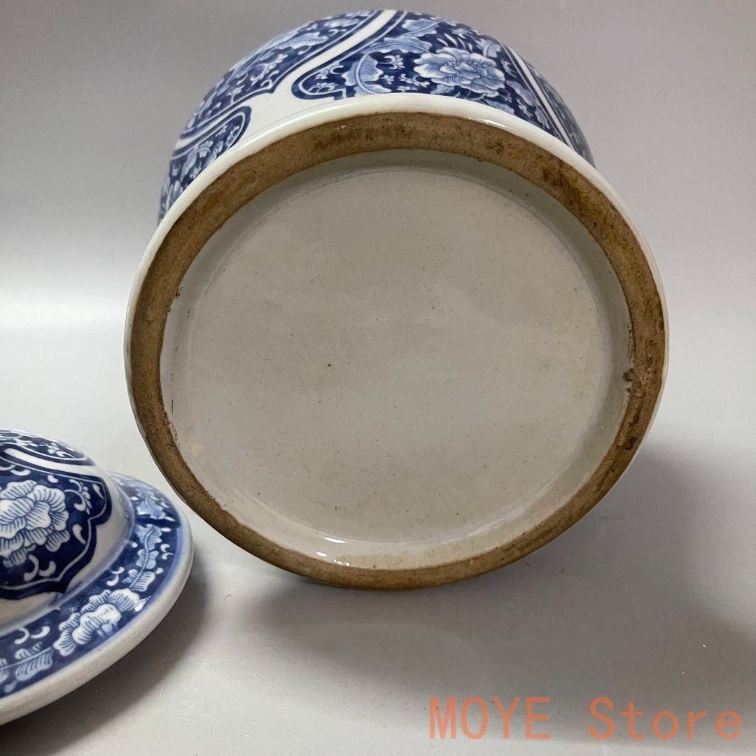 青花如意紋将軍缶 貯蔵タンク 景徳鎮 陶磁器 装飾品 現代工芸品 美術品