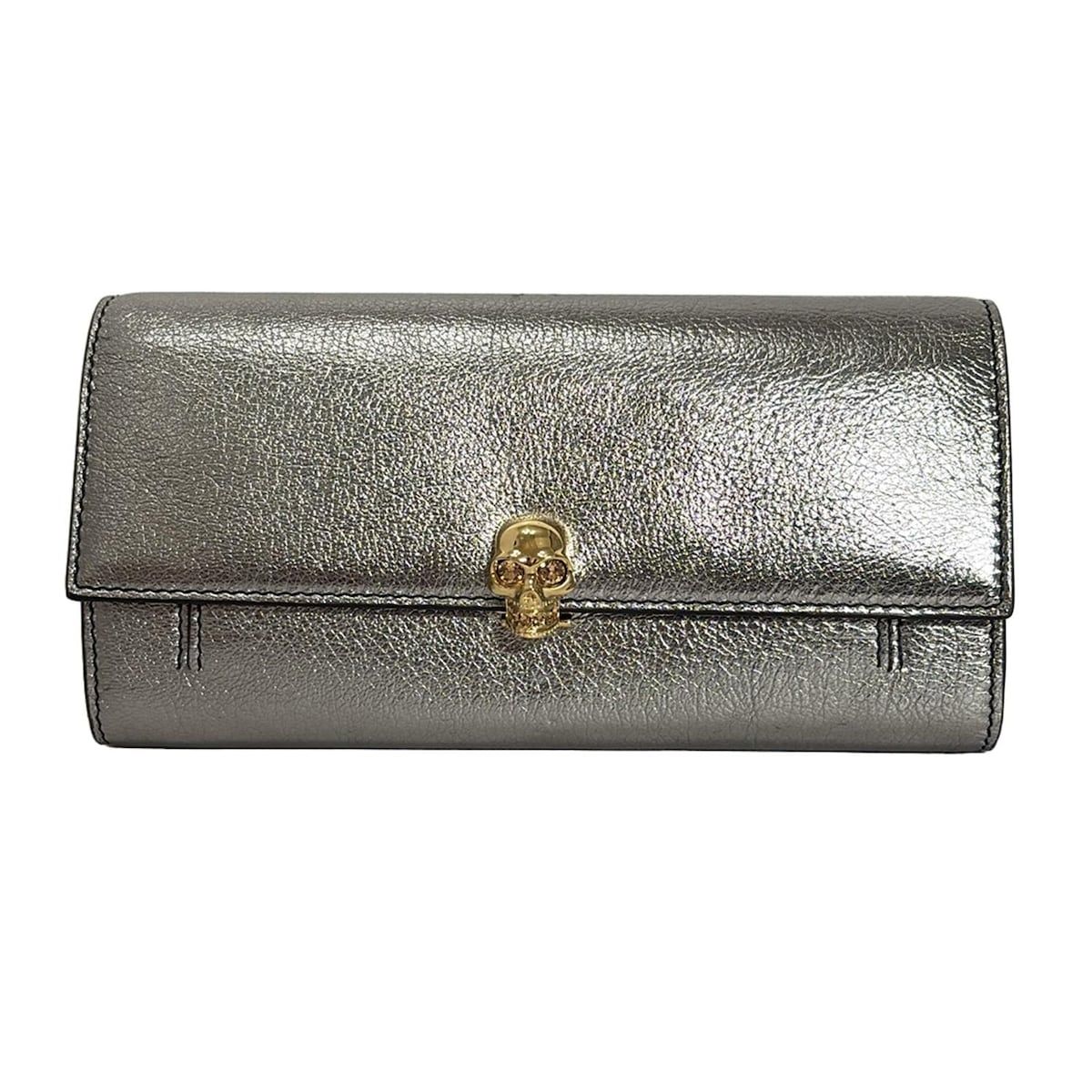 ALEXANDER McQUEEN アレキサンダーマックイーン 財布 - シルバー チェーンウォレット|スカル|ラインストーン レザー