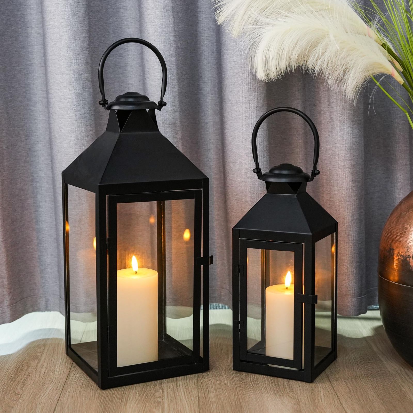 DESIGN 2個セットキャンドルホルダー 高さ24 45cm レトロスタイル メタル キャンドルランタン おしゃれ 間接照明 JHY 防風 アンティーク キャンドルスタンド 屋内外照明 おしゃれインテリア雑貨 バー オフイス お部屋 結婚式 誕生日 クリスマ