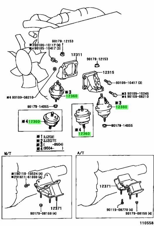 トヨタ スープラ JZA80 エンジンマウンティング インシュレータASSY FR