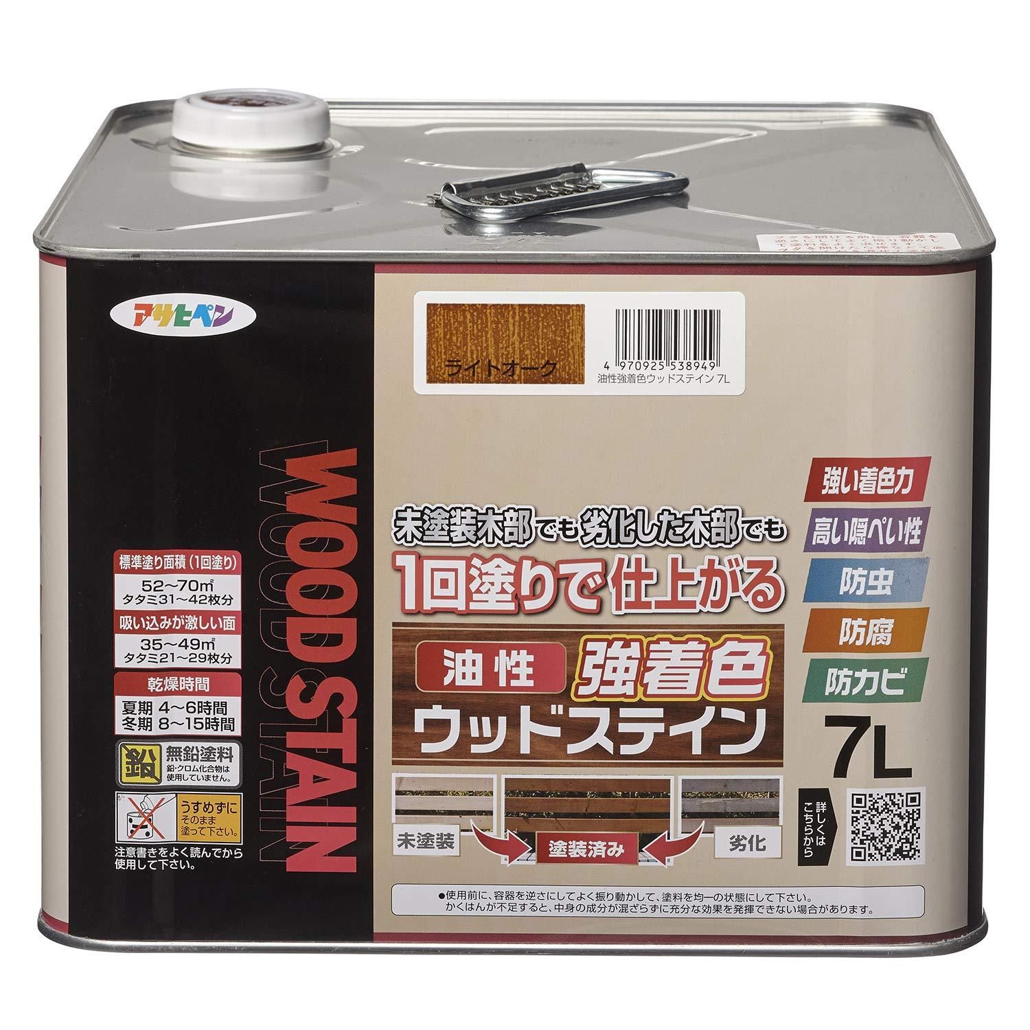 5営業日で発送 アサヒペン Asahipen AP 油性強着色ｳｯﾄﾞｽﾃｲﾝ 7L ﾗｲﾄｵｰｸ