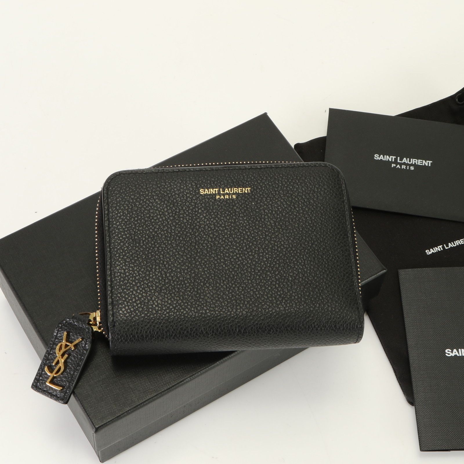 極美品 サンローラン パリ YSL リヴゴーシュ レザー 二つ折り 財布