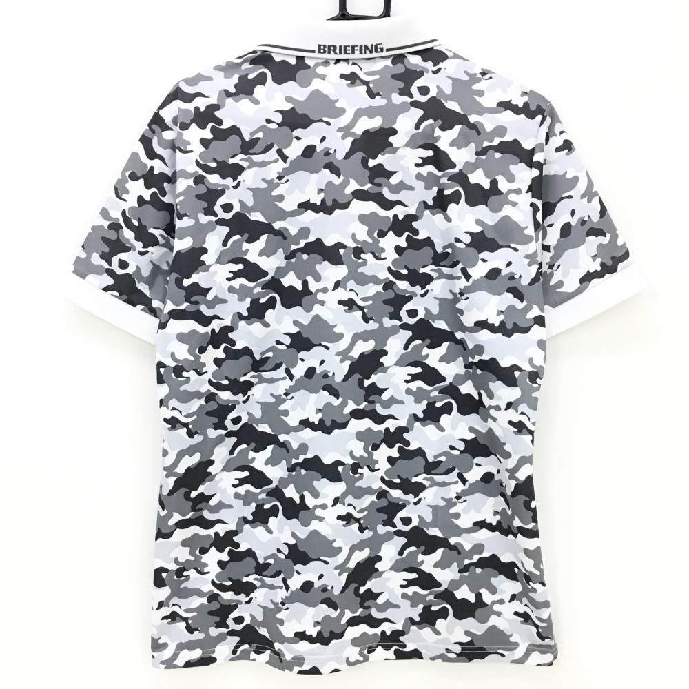 BRIEFING ブリーフィング　ポロシャツ　半袖　迷彩　L メンズ　白　ロゴ 美品】ブリーフィング 半袖ポロシャツ 白×グレー カモフラ 迷彩