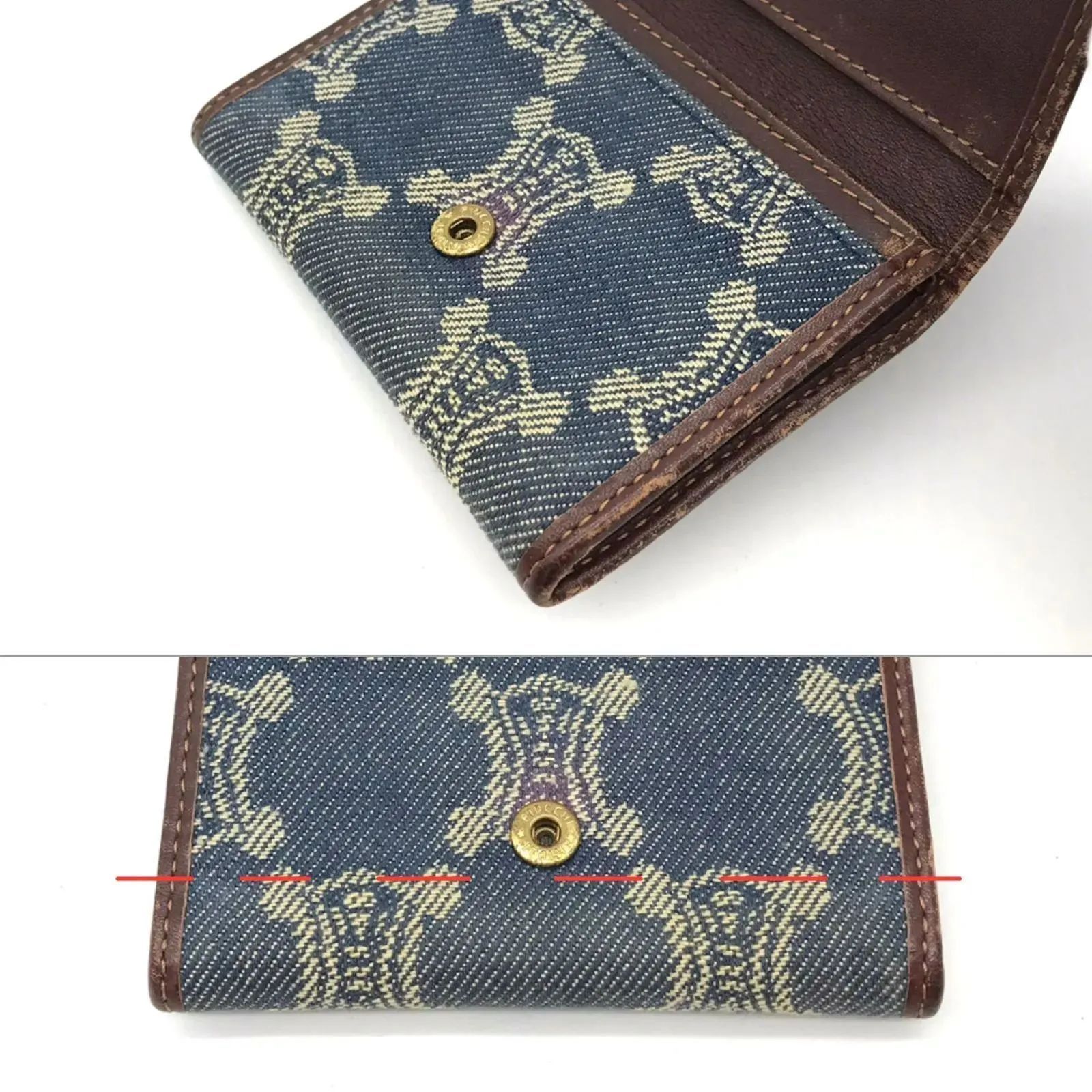 ▽CELINE/セリーヌ デニム マカダム柄 カードケース 保存袋付き