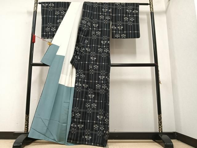 平和屋着物○上質な紬 花蝶文 正絹 逸品 AAAZ5066ph