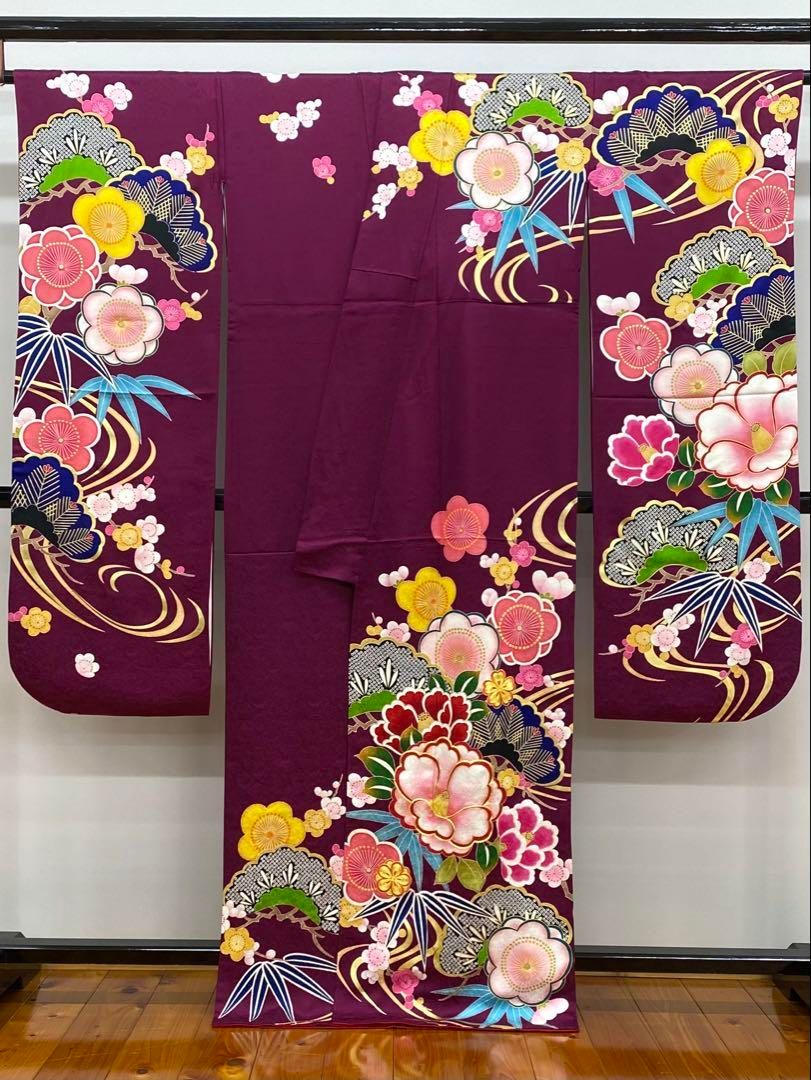 メーカー品振袖 豪華 紫野 金駒 金彩 紋意匠 身丈162cm 撥水加工済 