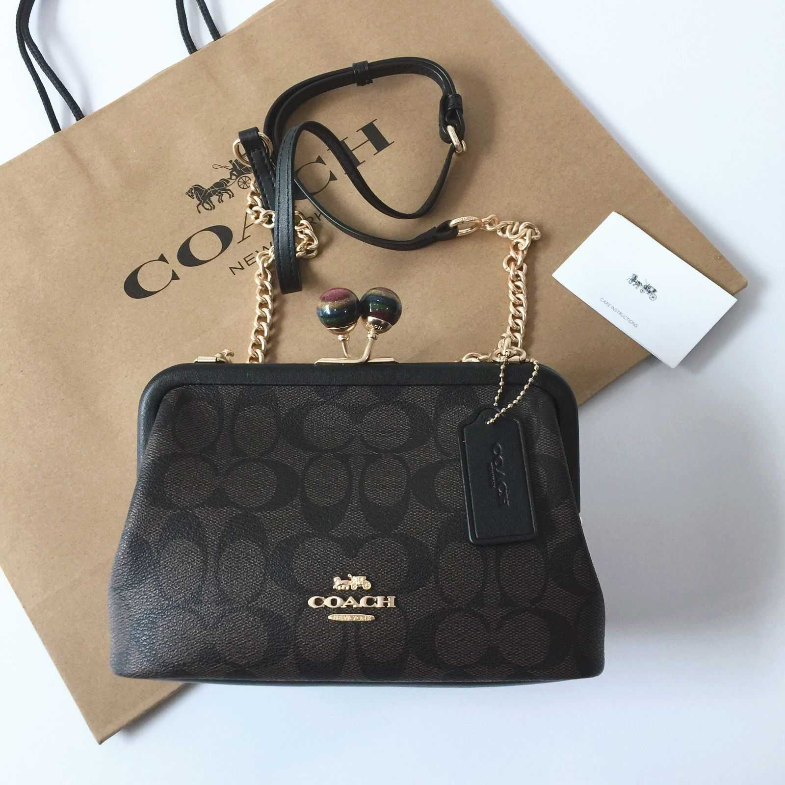 新品】 COACH コーチバッグ CE617 ブラウンブラックマルチ チェーン  