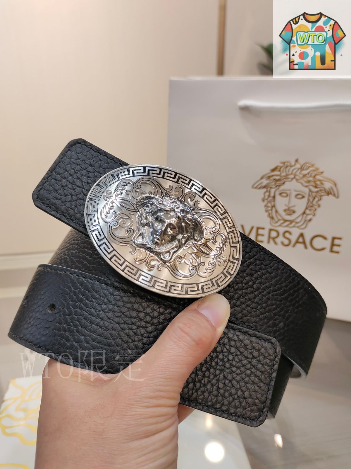 ヴェルサーチェ☆メデューサラウンドバックルベルト Versace ヴェルサーチェ メドゥーサ バックルベルト | ブラック