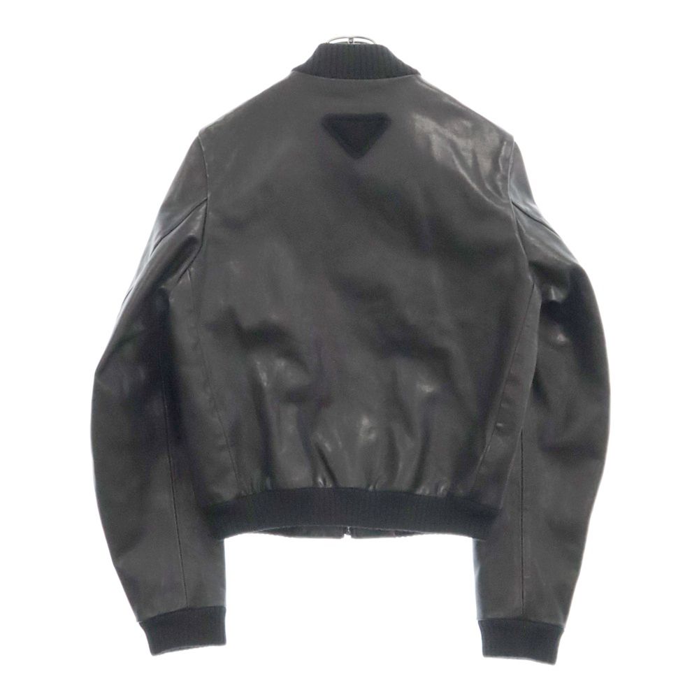 PRADA (プラダ) 23SS レザー ボンバージャケット ブラック UPW455 