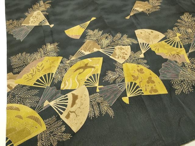 平和屋着物●訪問着　扇面花鳥文　暈し染め　金彩　正絹　逸品　DAAS2006tw 平和屋着物○訪問着 扇面花鳥文 暈し染め 金彩 正絹 逸品 DAAS2006tw