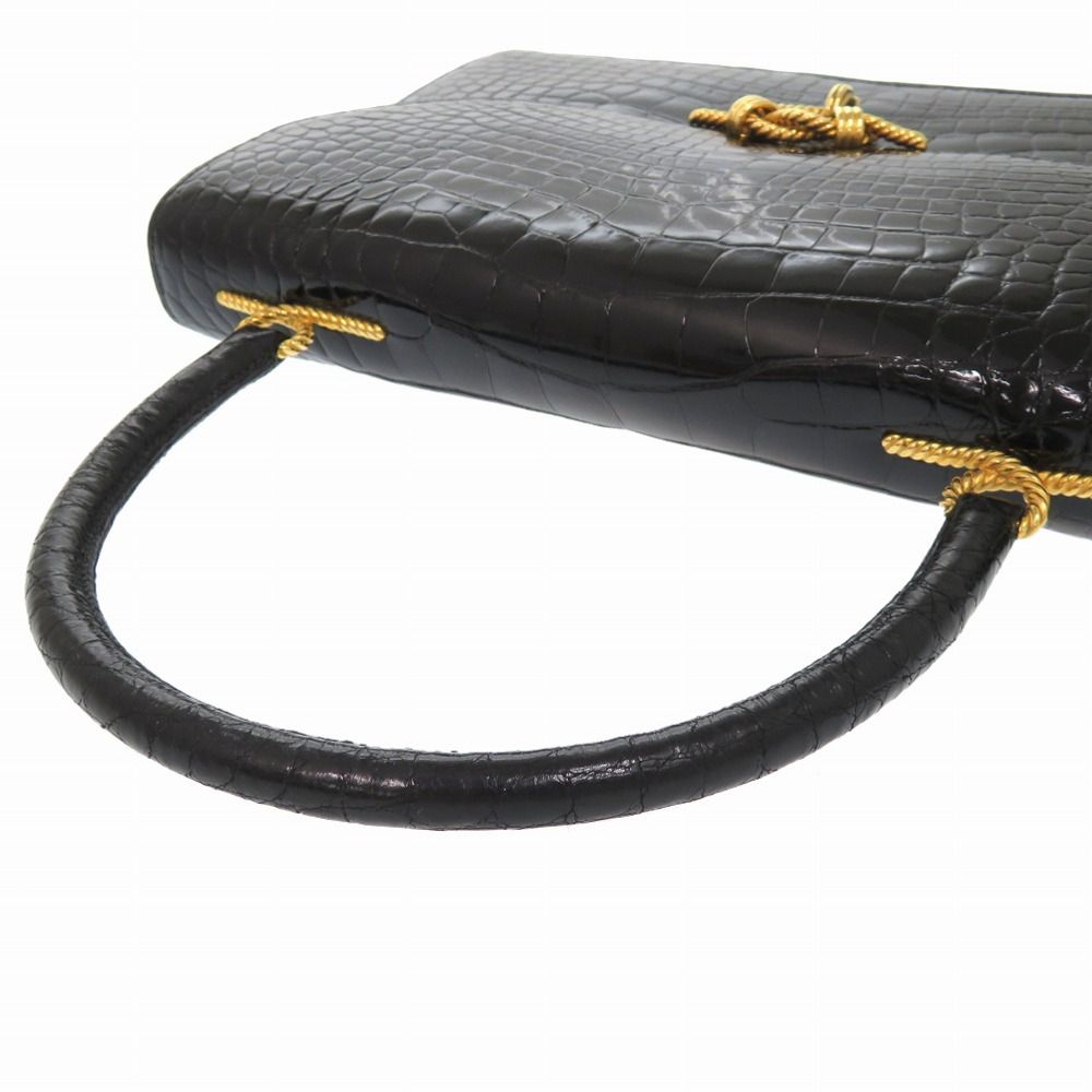 美品 エルメス コルドリエール アリゲーター ブラック ゴールド金具 〇  