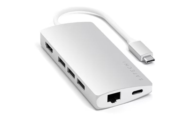 Satechi USB-C Multi-Port Adapter 4K with Ethernet V2 Silver PST-TCMA2S