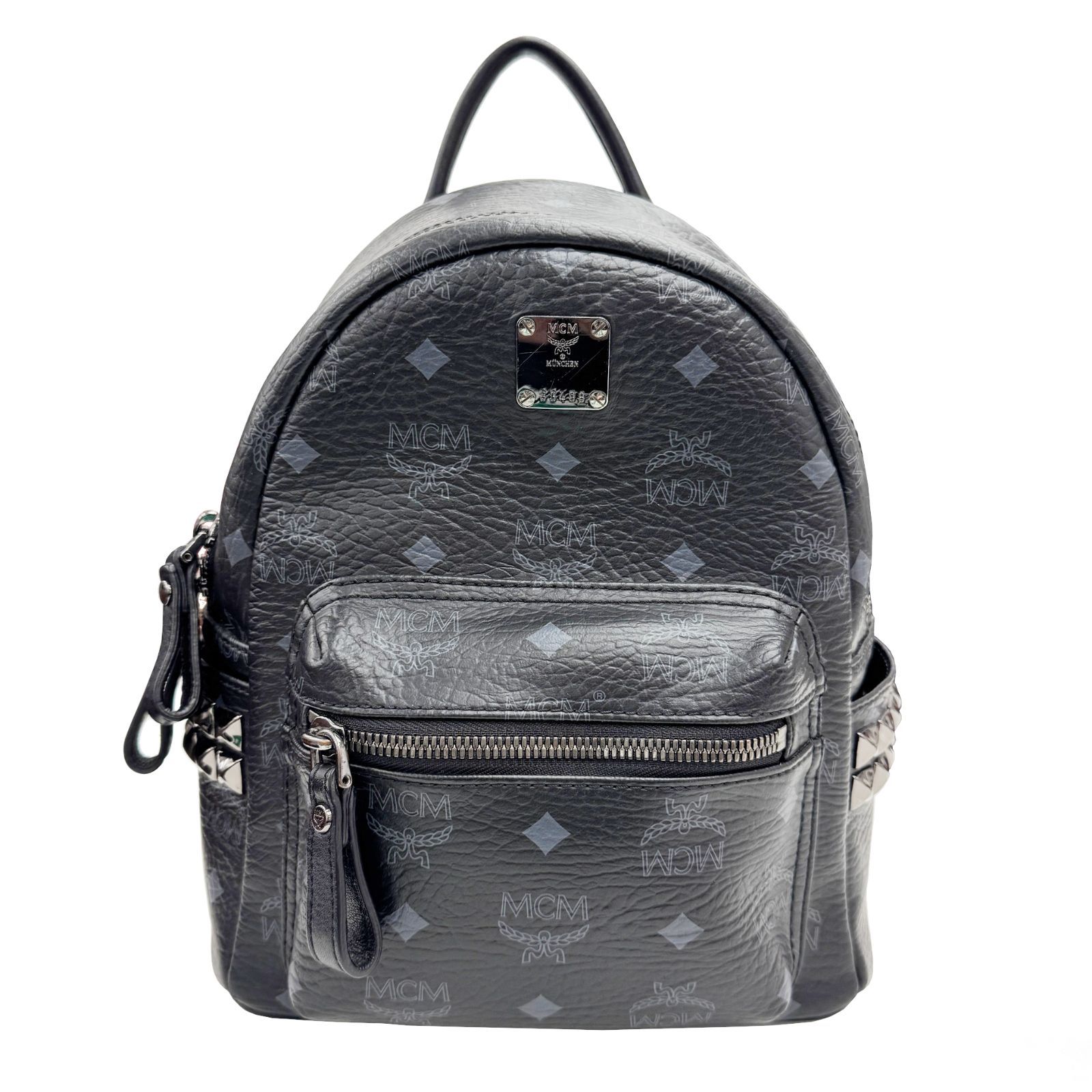 中古】MCM エムシーエム バックパック サイドスタッズ レザー リュック 