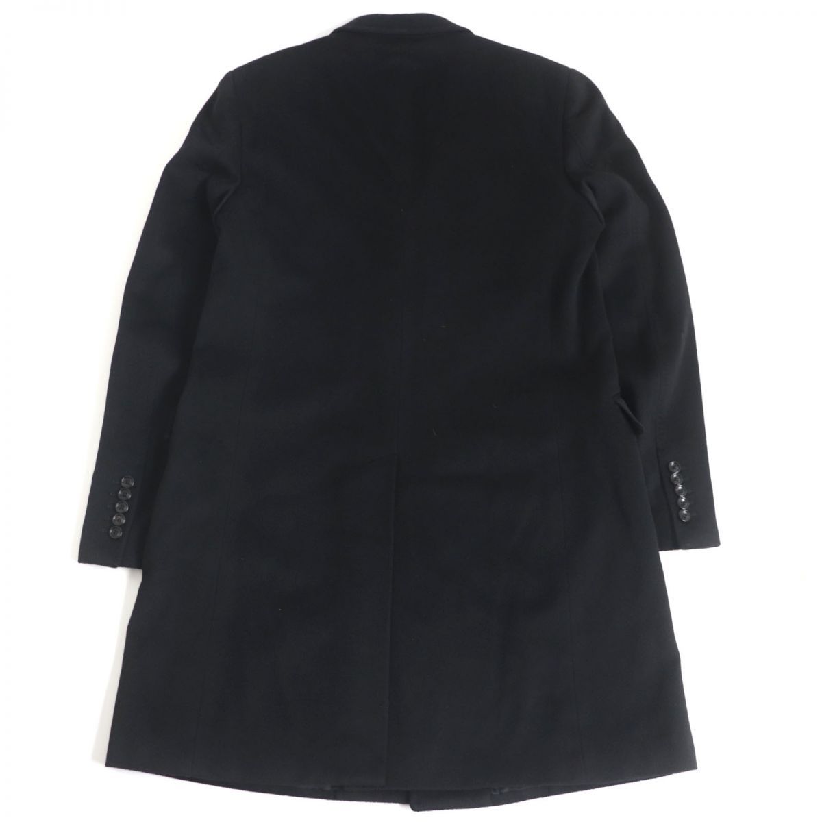 【グッチ】美品ウール チェスター オーバーコート ロゴボタン チェーン ブラック 美品□GUCCI/グッチ 439365 ウール100％ ロゴボタン フライフロント