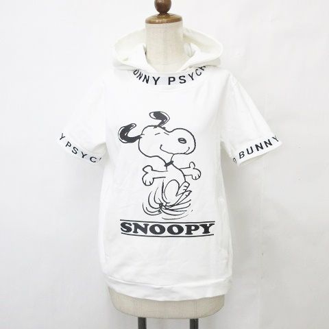 Psycho Bunny PEANUTS スヌーピー 半袖パーカー 白 ゴルフ サイコバニー Psycho Bunny ゴルフ スポーツウエア パーカ プル