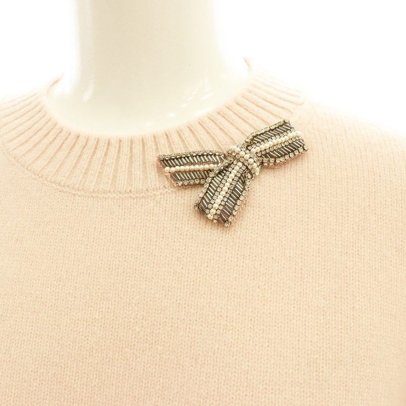 615】アナイ ウールカシミヤリボンビジュー プルオーバー アイボリー