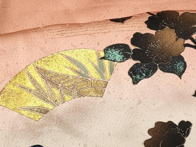 平和屋着物□訪問着 刺繍 地紙流水草花文 暈し染め 金銀彩 正絹 逸品  