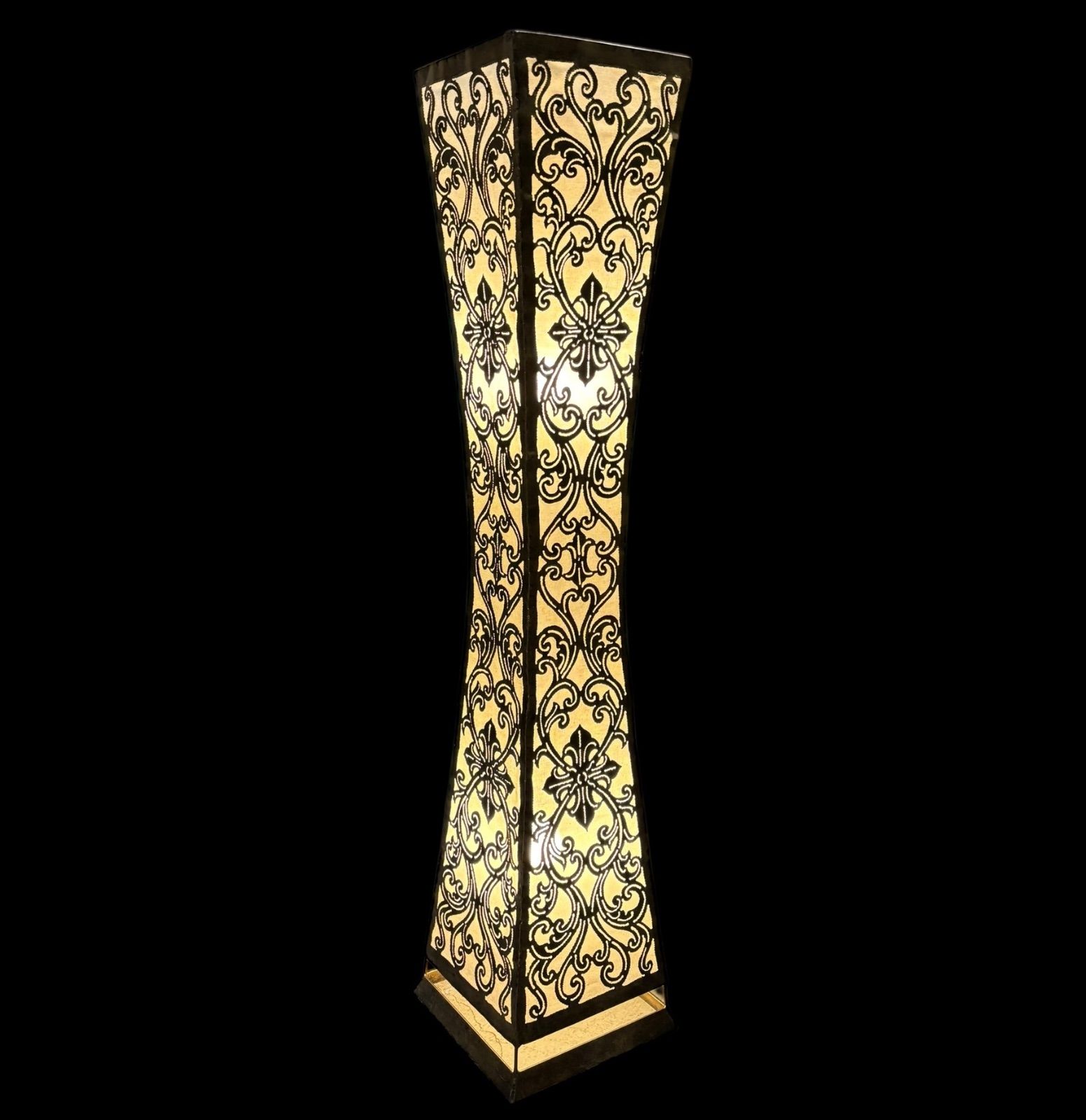 アイアン モロッコ 2灯式 フロアライト 角柱 おしゃれ インテリア照明 ハンドメイド 自然素材 布張り ライト 照明 モダン インテリア