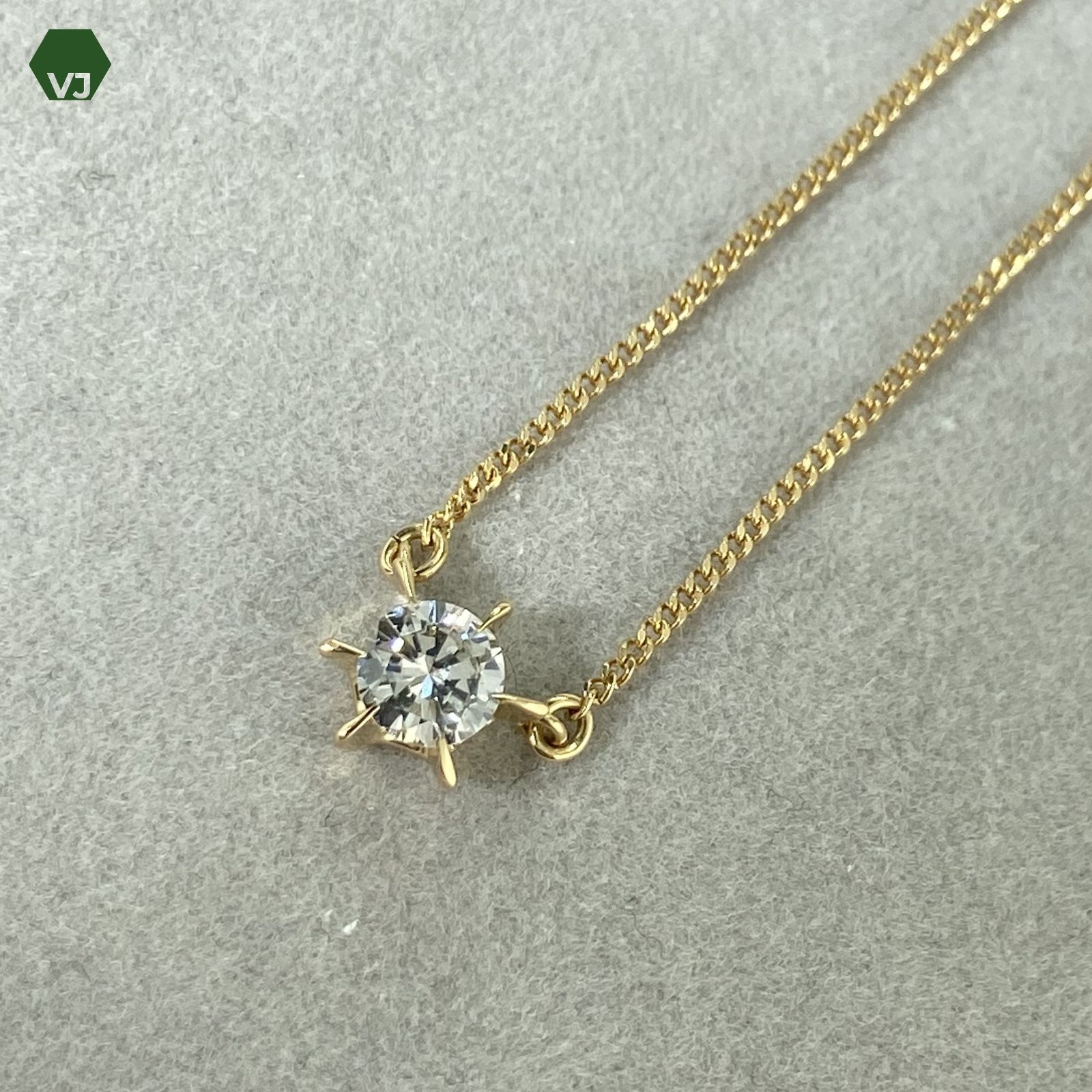 22-21】一粒ダイヤモンド ネックレス D0.41ct【中古】【K18YG】【約40  