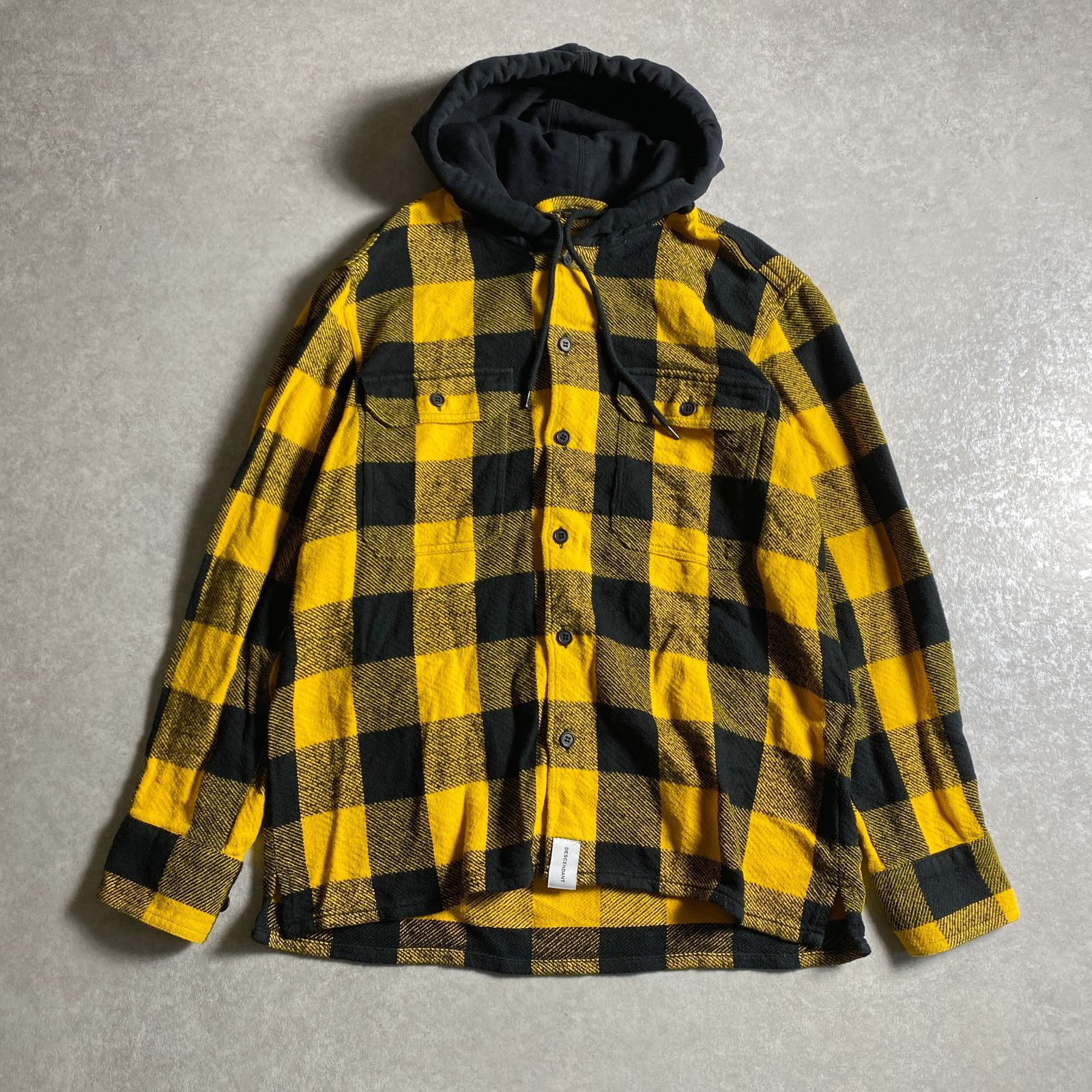 ☆DESCENDANT/SPICOLI HOODED LS SHIRT/フーディー チェック シャツ 