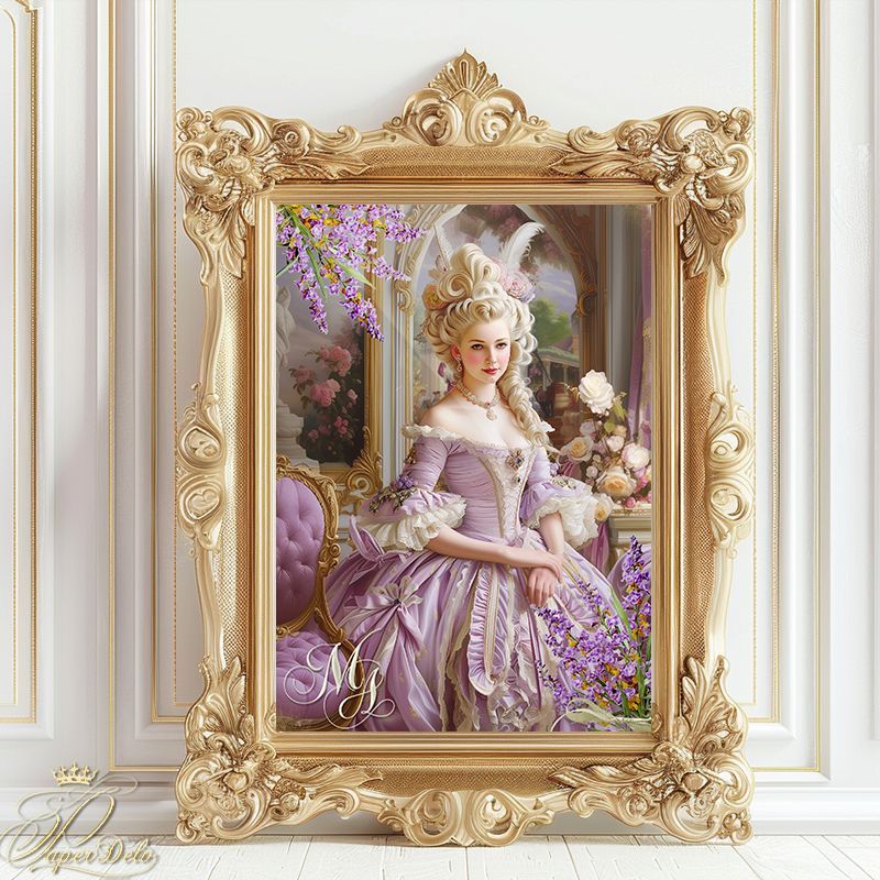 マリーアントワネット　大輪のピンクの薔薇　金額縁 マリーアントワネット☆ティファニー☆額付アートプリント
