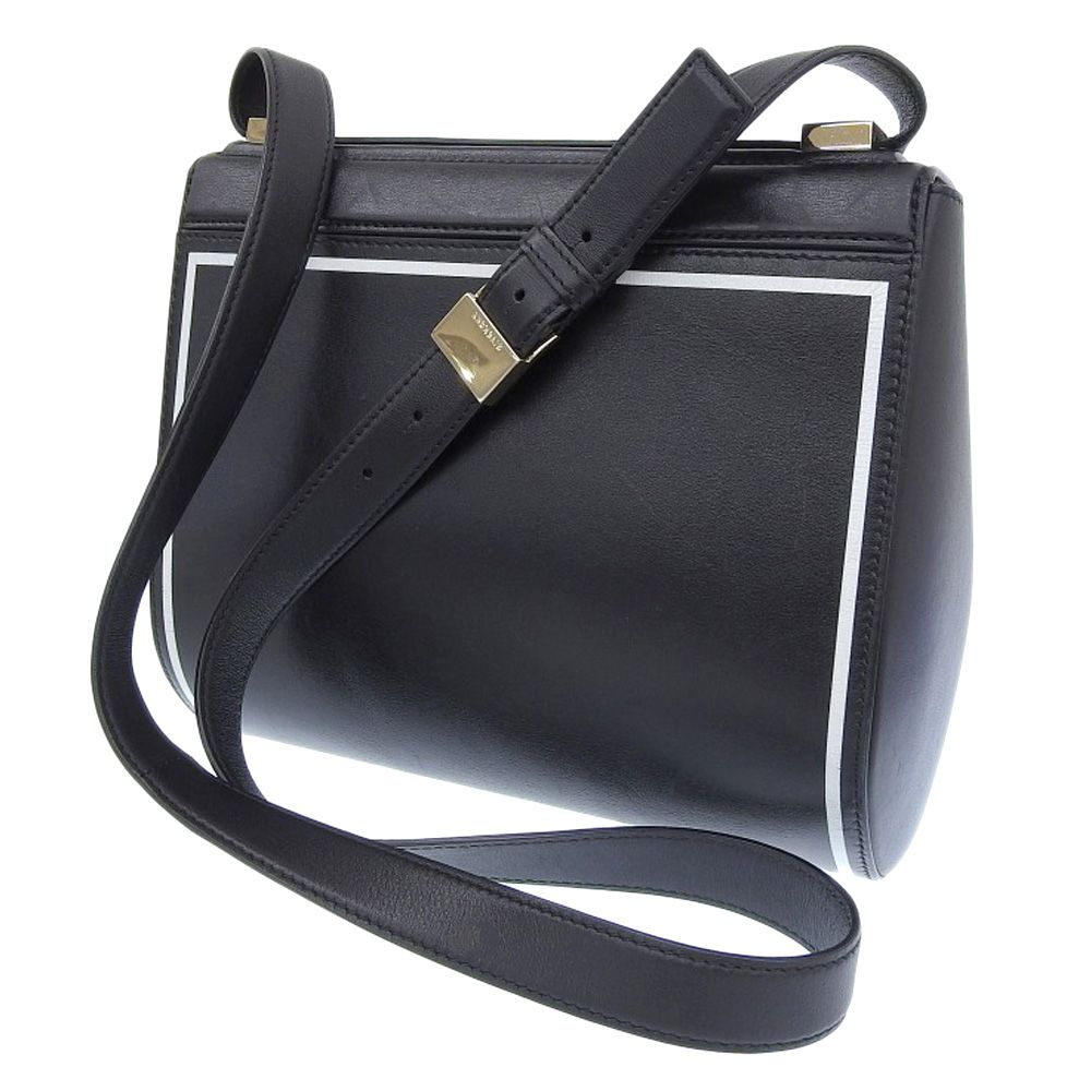 【本物保証】 布袋付 超美品 ジバンシー GIVENCHY パンドラボックス ロゴ ショルダーバッグ レザー ブラック ホワイト 斜め掛け ジバンシィ GIVENCHY - 【本物保証】 布袋付 超美品 ジバンシー GIVENCHY パンドラ