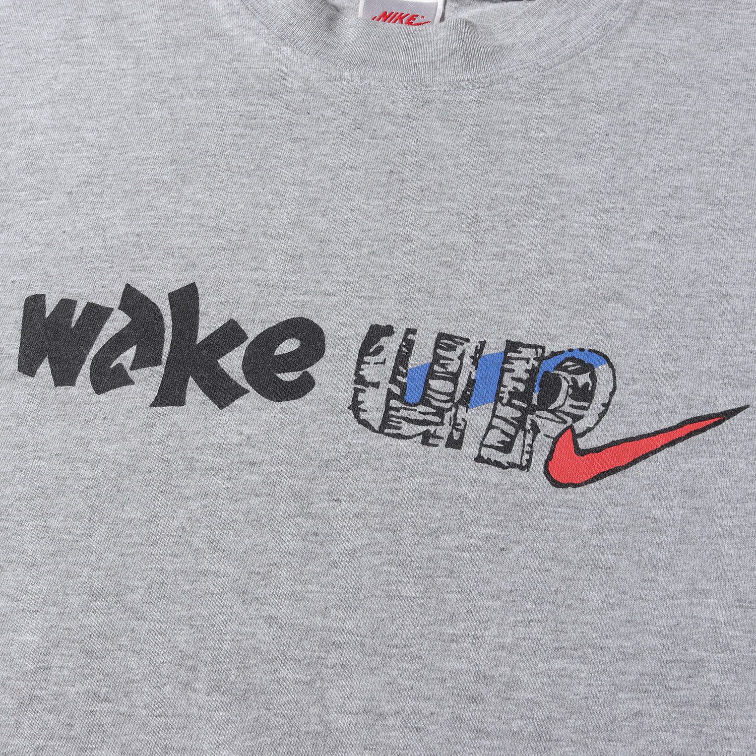 NIKE vintage ナイキ ヴィンテージ Tシャツ サイズ:L 90s WAKE UP ロゴ クルーネック 半袖 Tシャツ 90年代 グレータグ グレー トップス カットソー アメカジ スポーツ  【メンズ】
