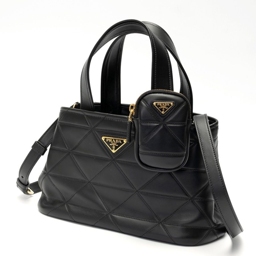 PRADA キルティングトートバッグ ブラック プラダキルティング 黒 レディース トートバッグ PRADA 中古