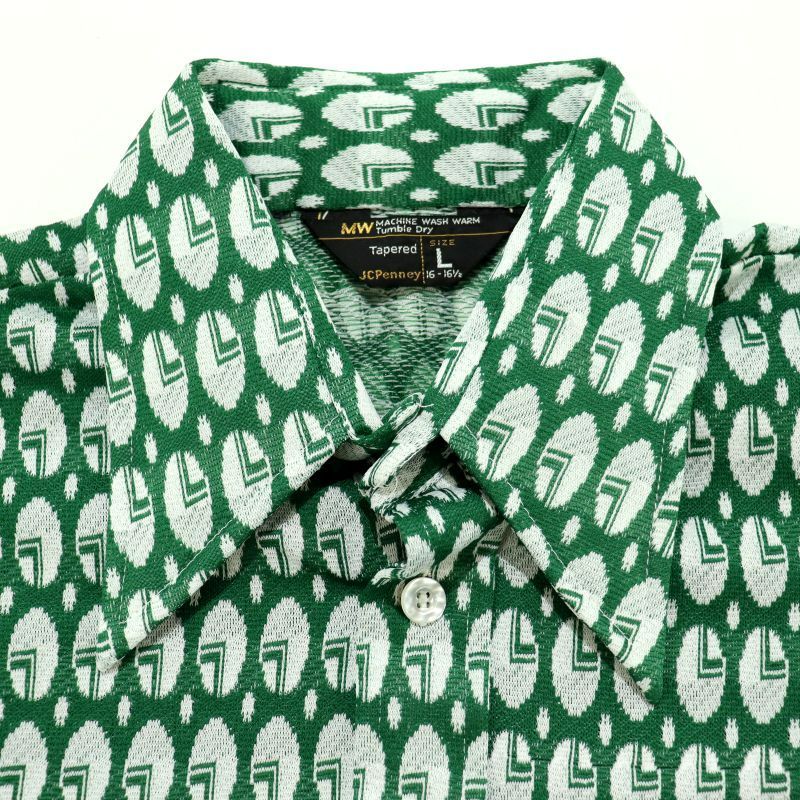 70s vintage J.C.Penney アトミック柄 ジャガード 半袖シャツ メンズ