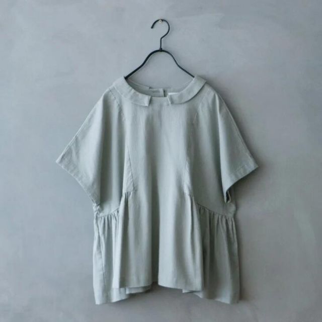 MAGALI | 人気 コットンドビー・ウエストギャザープルオーバー (セージ