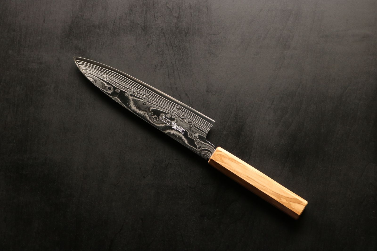 白鷺 牛刀 和包丁 AUS10 ニッケルダマスカス鋼 オリーブ ハンドル