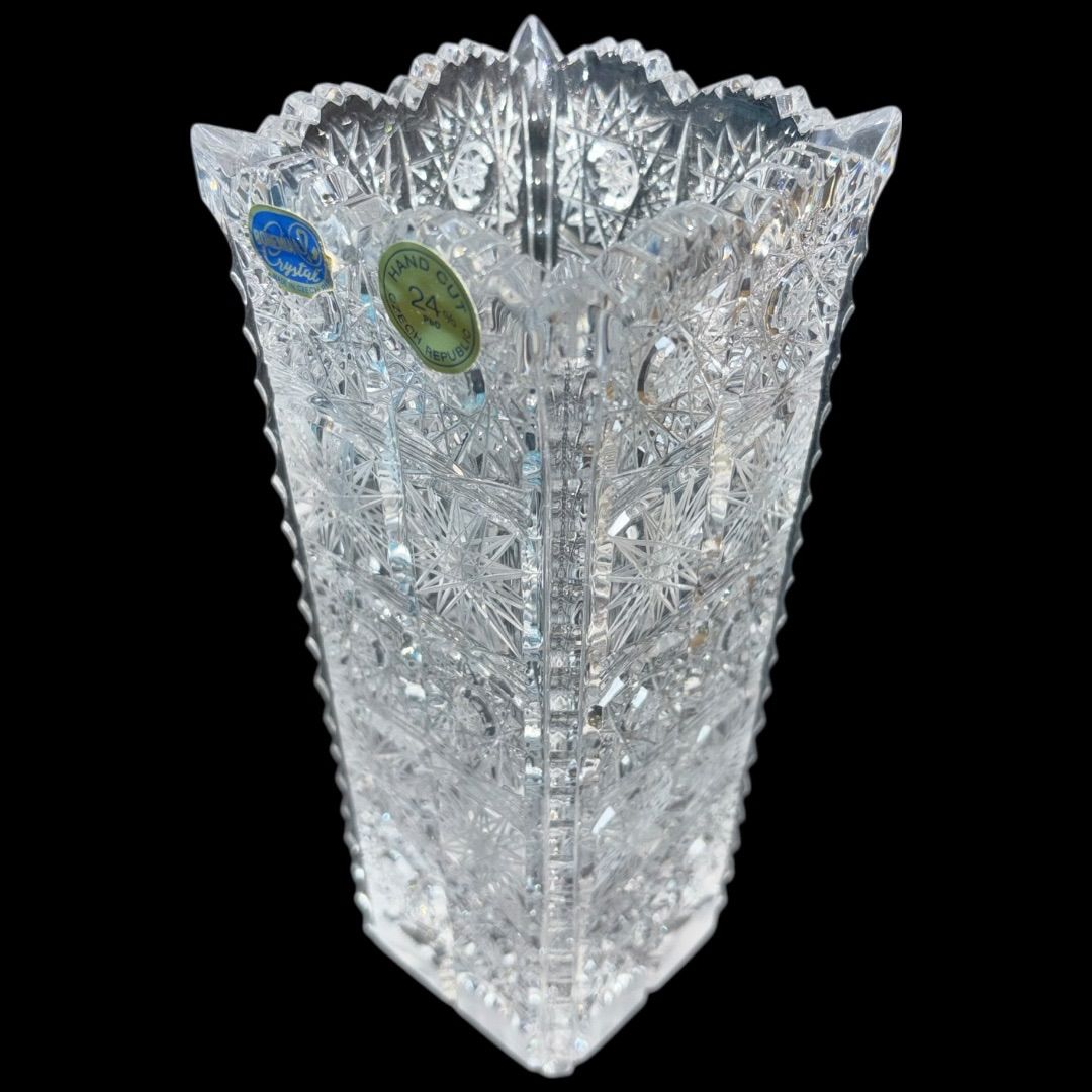 ボヘミア クリスタル ガラス 花瓶 希少 箱付き ボヘミア クリスタル