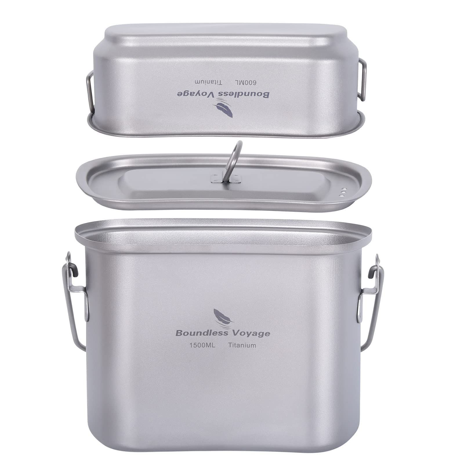 ハンゴウ 飯ごう チタン クッカーセット 大容量 1500ml Voyage 600ml 軽量化 サビない アウトドア Boundless キャンプ クッカー メスキット Ti2059C