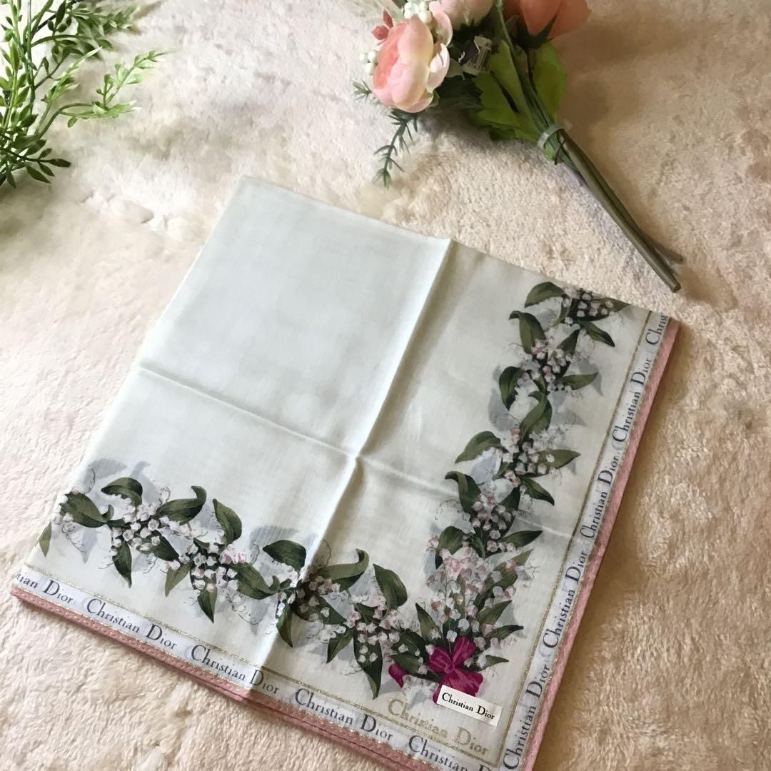 クリスチャンディオール ハンカチ スズラン Christian Dior ミニ