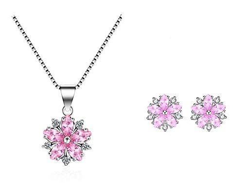 商品 N|N スワロフスキー桜ピアスとネックレスセット 925シルバーピアス針アレルギー対応 キラキラ レディースイヤリング