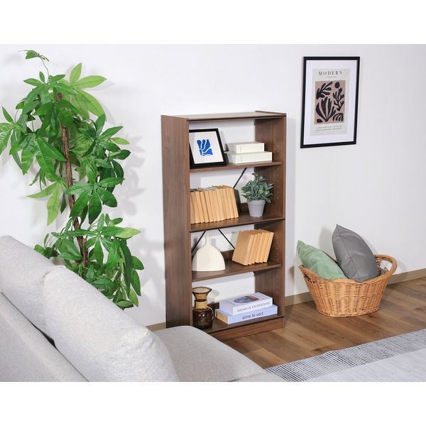 オープンラック4段 MBR ミディアムブラウン 組立品 代引不可