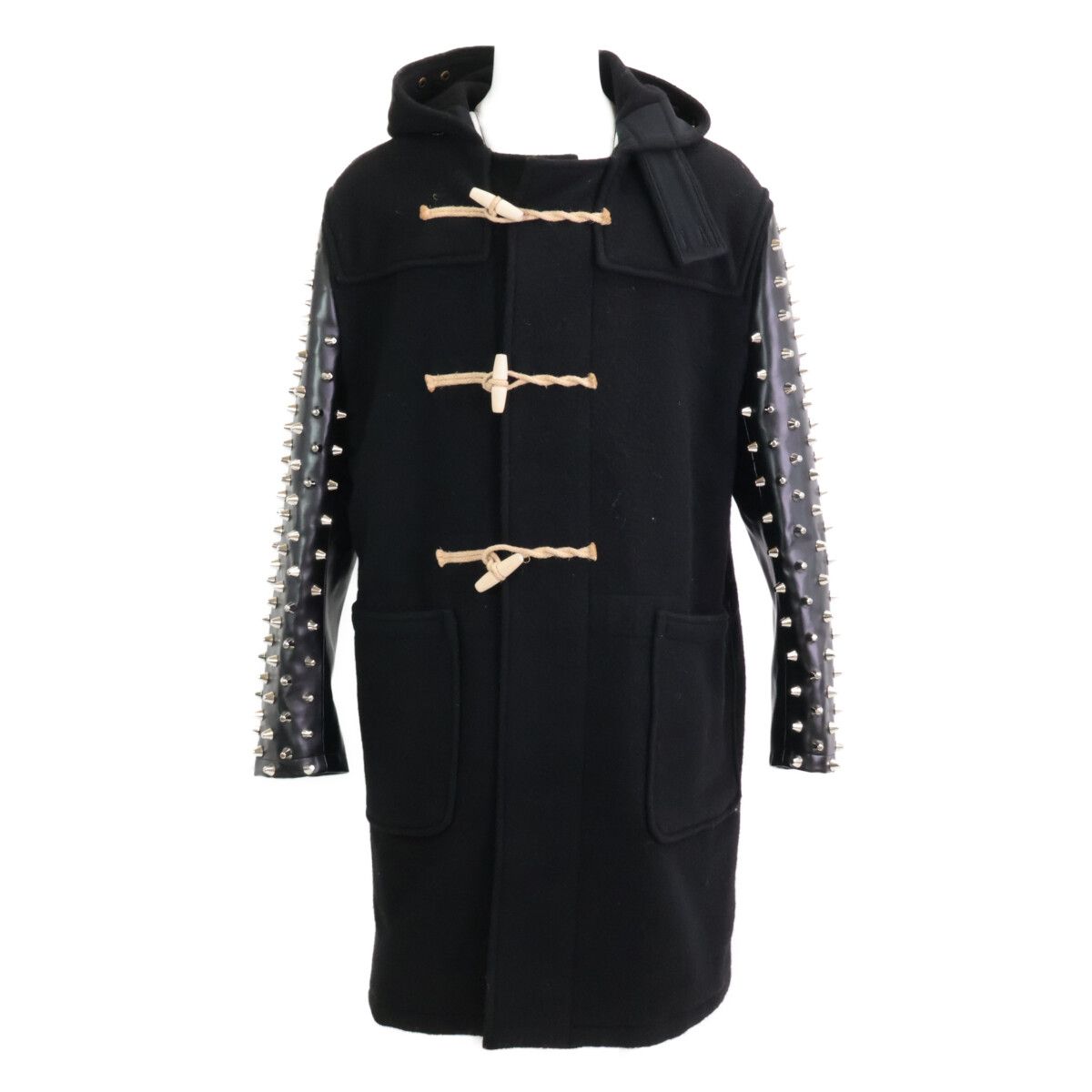 JUNYA WATANABE MAN ジュンヤワタナベマン xグローバーオール JH-C017 袖レザー切替 スタッズ ウール ダッフル S