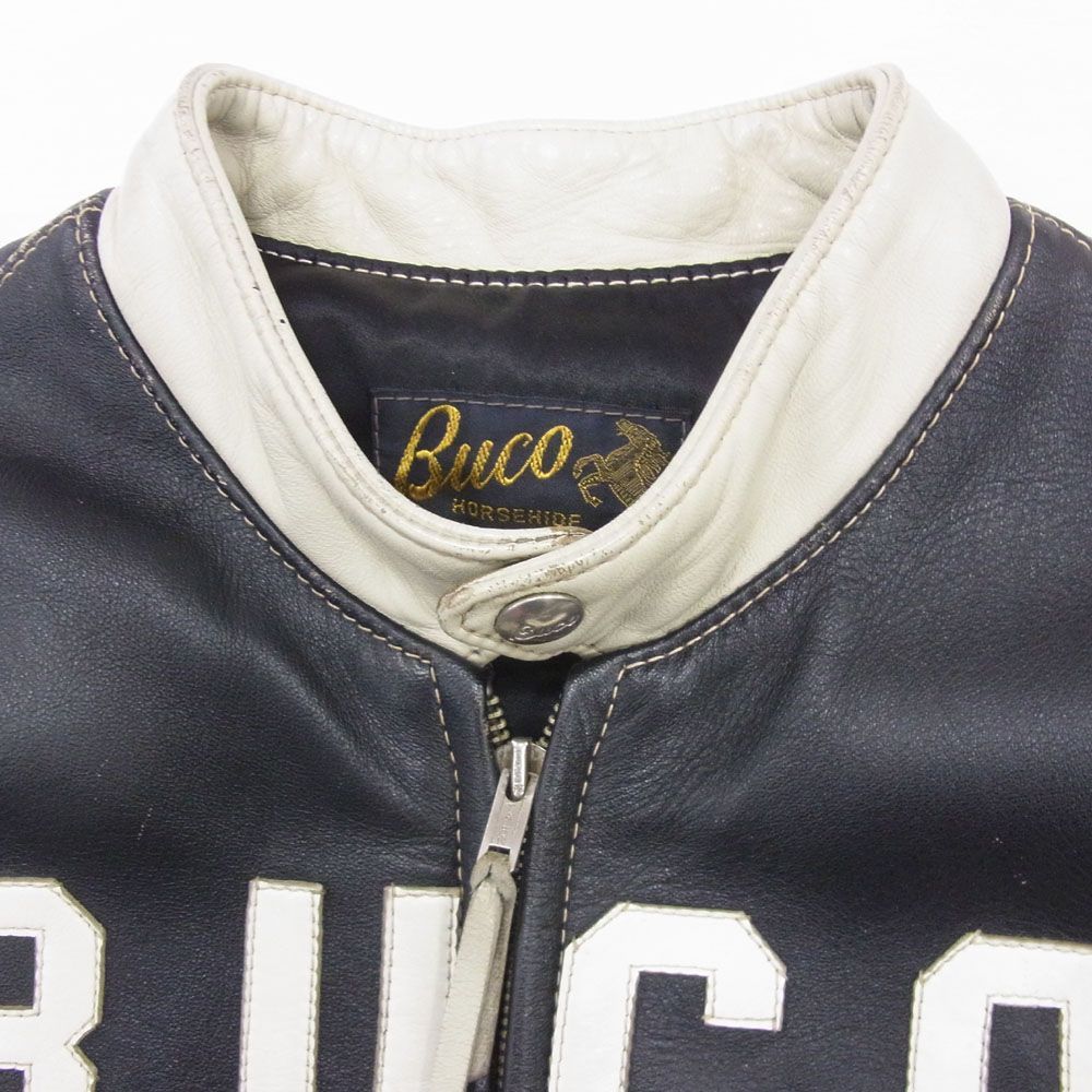  馬革●Buco ブコ THE REAL McCOY'S ホースレザー ライダース ジャケット J100 革ジャン トラックレーサー メンズ 38 ブラック