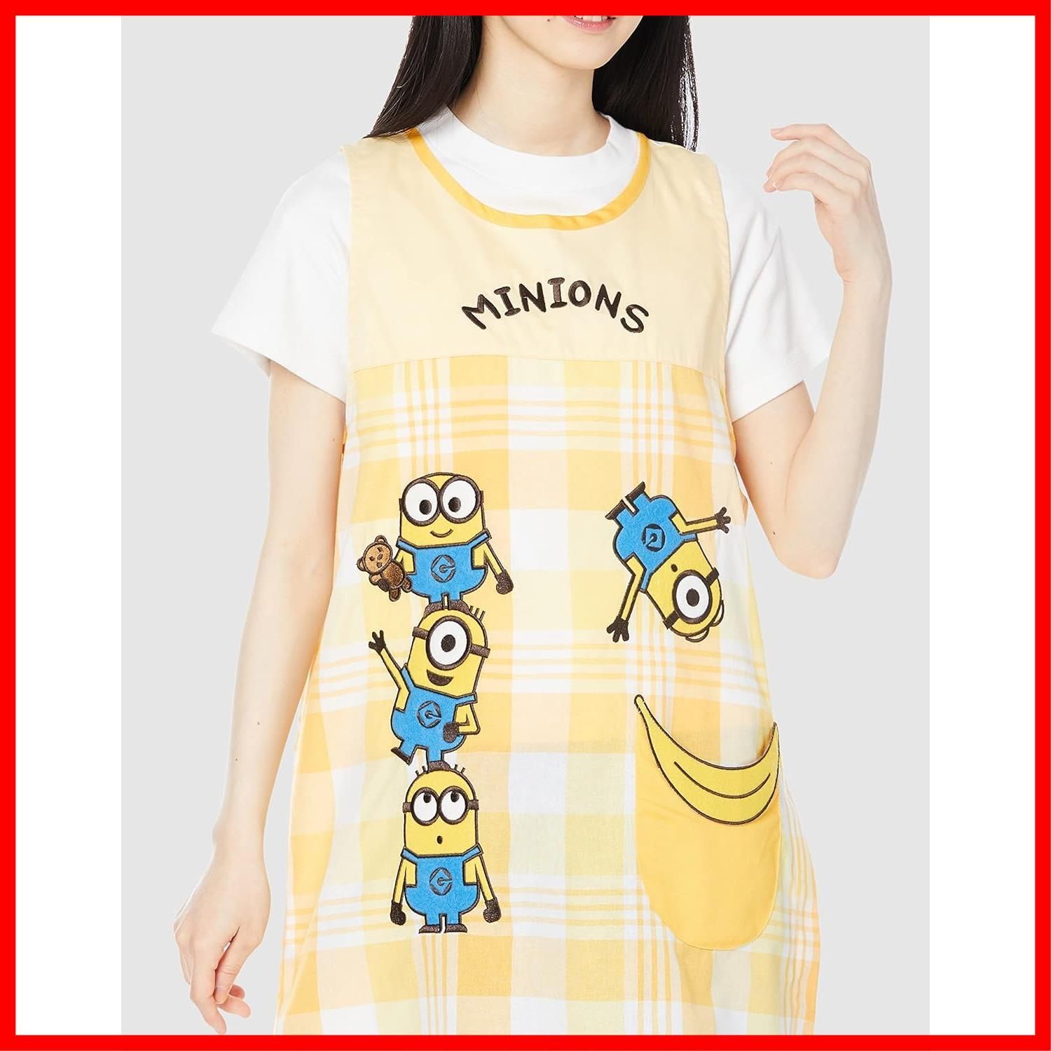 改良版入荷！ 在庫セール 可愛い 大人用 キャラクター ミニオンズチェック ラン型 保育士 保育園 レディース エプロン 幼稚園 ミニオン 4805038500 丸眞 送料無料。