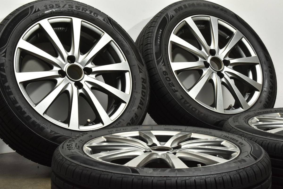 製 マナレイ 16in 6J 43 PCD100 ミネルバ F206 195 55R16 アクア ヤリス フィット スイフト 交換用 カスタム用