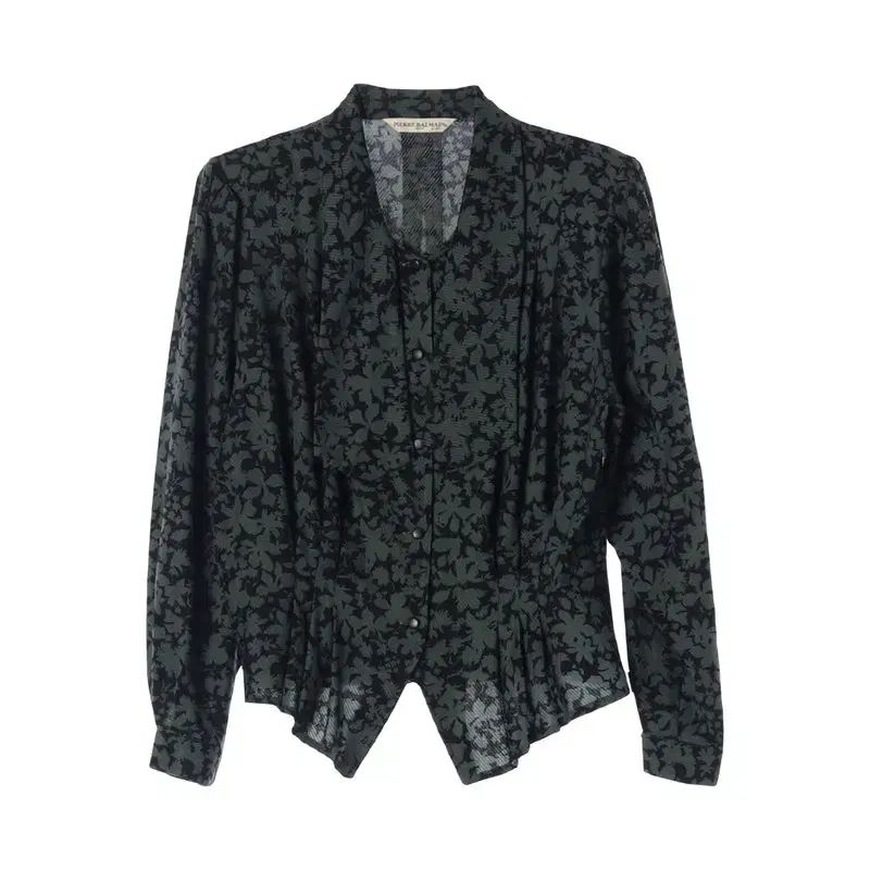 BALMAIN バルマン WOMEN ー L フラワー パターン クロップド ブラウス