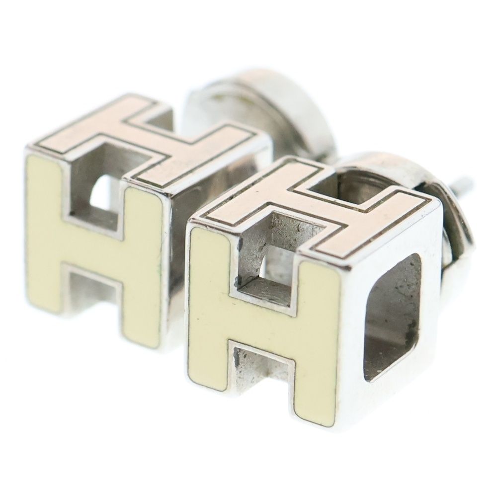 HERMES エルメス Hキューブ カージュドアッシュ ピアス シルバー|イエロー 604505FP