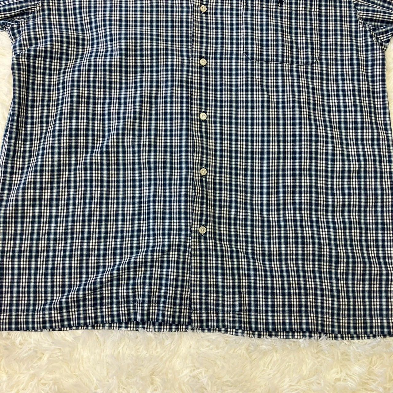 ポロバイラルフローレン ADAMS 開襟シャツ ブルーチェック サイズL ポロバイラルフローレン ADAMS 開襟シャツ ブルーチェック