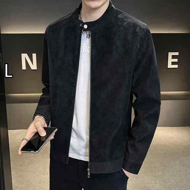 L 秋冬 コーデ メンズ 服 シンプル ファッション オシャレ 大人 かっこいい 大きいサイズ ストリート 紳士服 スリム ジャケット ハイエンド スエード ライダース ジャケット スタンドカラー トップス